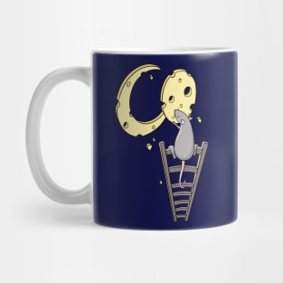 Cute Moon Cheese Mouse on Ladder for Rodent Lovers Mug